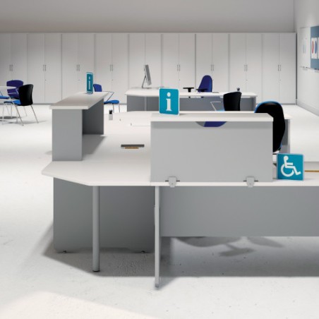 3038-MODULO RECEPCION ALTILLO 140CM GRIS / GRIS. MEDIDAS 140X40X30CM. (MESA NO INCLUIDA EN EL PRECIO, SE COMPRA APARTE)