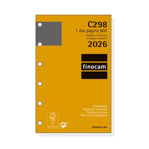 30380-RECAMBIO ANUAL 2026 C298 CLASSIC602 73X114MM DIA PAGINA FINOCAM 201310026