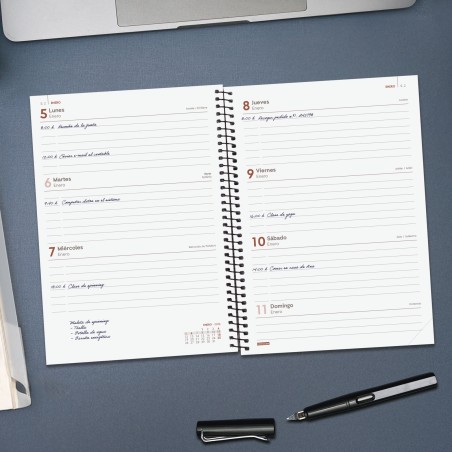 30431-AGENDA 2026 BASIC OPAQUE E10 155X212MM SEMANA VISTA HORIZONTAL AZUL FINOCAM 742761026