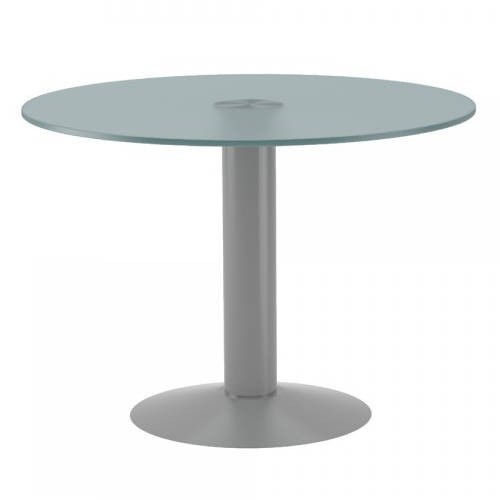 3071-MESA DE REUNIONES REDONDA 100CM DE DIAMETRO. ALTURA 72CM. COLOR: PATA METALICA GRIS / TABLERO HAYA ROCADA 3005AT01