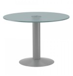 3071-MESA DE REUNIONES REDONDA 100CM DE DIAMETRO. ALTURA 72CM. COLOR: PATA METALICA GRIS / TABLERO HAYA ROCADA 3005AT01