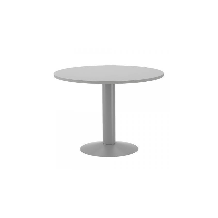 3072-MESA DE REUNIONES REDONDA 100CM DE DIAMETRO. ALTURA 72CM. COLOR: PATA METALICA GRIS / TABLERO GRIS ROCADA 3005AT02