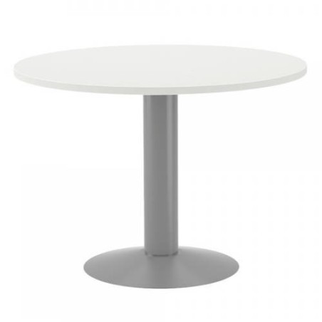 3073-MESA DE REUNIONES REDONDA 100CM DE DIAMETRO. ALTURA 72CM. COLOR: PATA METALICA GRIS / TABLERO BLANCO ROCADA 3005AT0