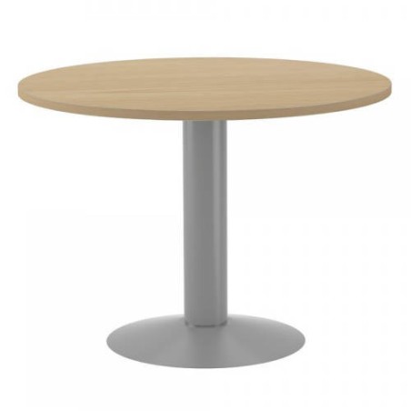 3074-MESA DE REUNIONES REDONDA 100CM DE DIAMETRO. ALTURA 72CM. COLOR: PATA METALICA GRIS / TABLERO ROBLE ROCADA 3005AT08