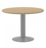 3074-MESA DE REUNIONES REDONDA 100CM DE DIAMETRO. ALTURA 72CM. COLOR: PATA METALICA GRIS / TABLERO ROBLE ROCADA 3005AT08