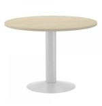 3075-MESA DE REUNIONES REDONDA 100CM DE DIAMETRO. ALTURA 72CM. COLOR: PATA METALICA BLANCA / TABLERO HAYA ROCADA 3005ATW