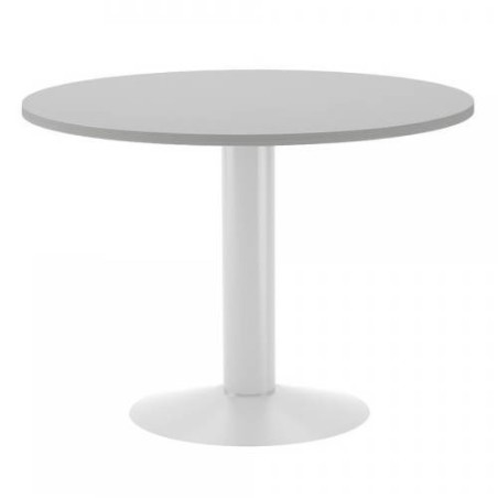 3076-MESA DE REUNIONES REDONDA 100CM DE DIAMETRO. ALTURA 72CM. COLOR: PATA METALICA BLANCA / TABLERO GRIS ROCADA 3005ATW