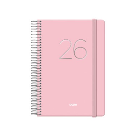 30763-AGENDA 2026 GLOSS ESPIRAL DIA PAGINA 12,5 X 18 CM. ROSA DOHE 12571 - 26