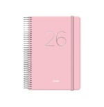 30763-AGENDA 2026 GLOSS ESPIRAL DIA PAGINA 12,5 X 18 CM. ROSA DOHE 12571 - 26