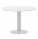 3077-MESA DE REUNIONES REDONDA 100CM DE DIAMETRO. ALTURA 72CM. COLOR: PATA METALICA BLANCA / TABLERO BLANCO ROCADA 3005A