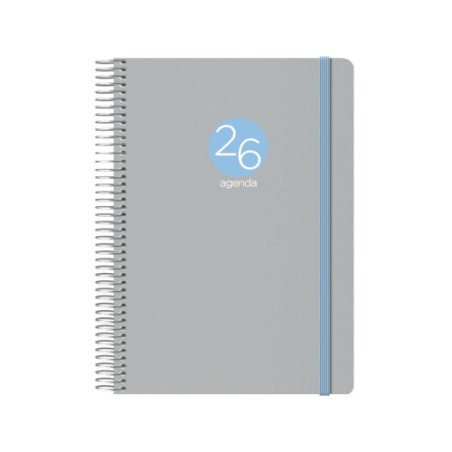 30802-AGENDA 2026 MEMPHIS ESPIRAL DIA PAGINA 15 X 21 CM. MODELO GRIS DOHE 12689 - 26