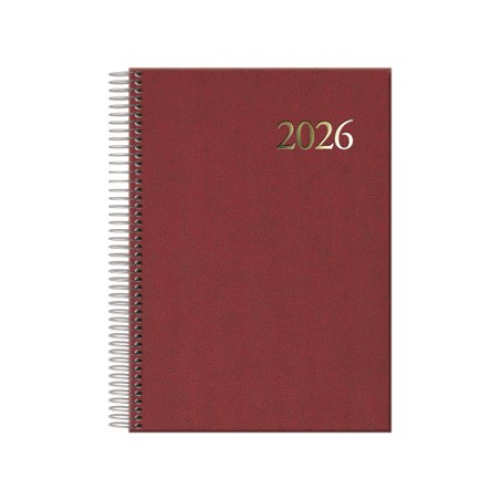 30816-AGENDA 2026 SEGOVIA ESPIRAL DIA PAGINA 14 X 20 CM. COLOR BURDEOS DOHE 12734 - 26