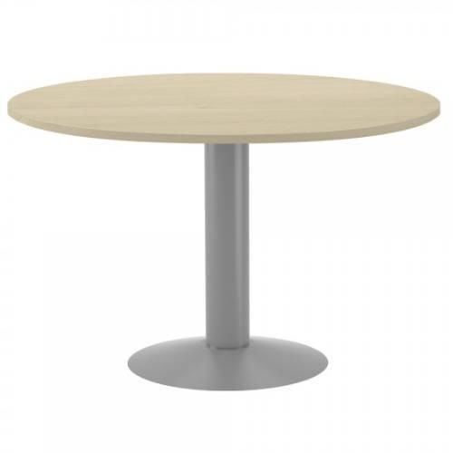 3083-MESA DE REUNIONES REDONDA 120CM DE DIAMETRO. ALTURA 72CM. COLOR: PATA METALICA GRIS / TABLERO HAYA ROCADA 3006AT01