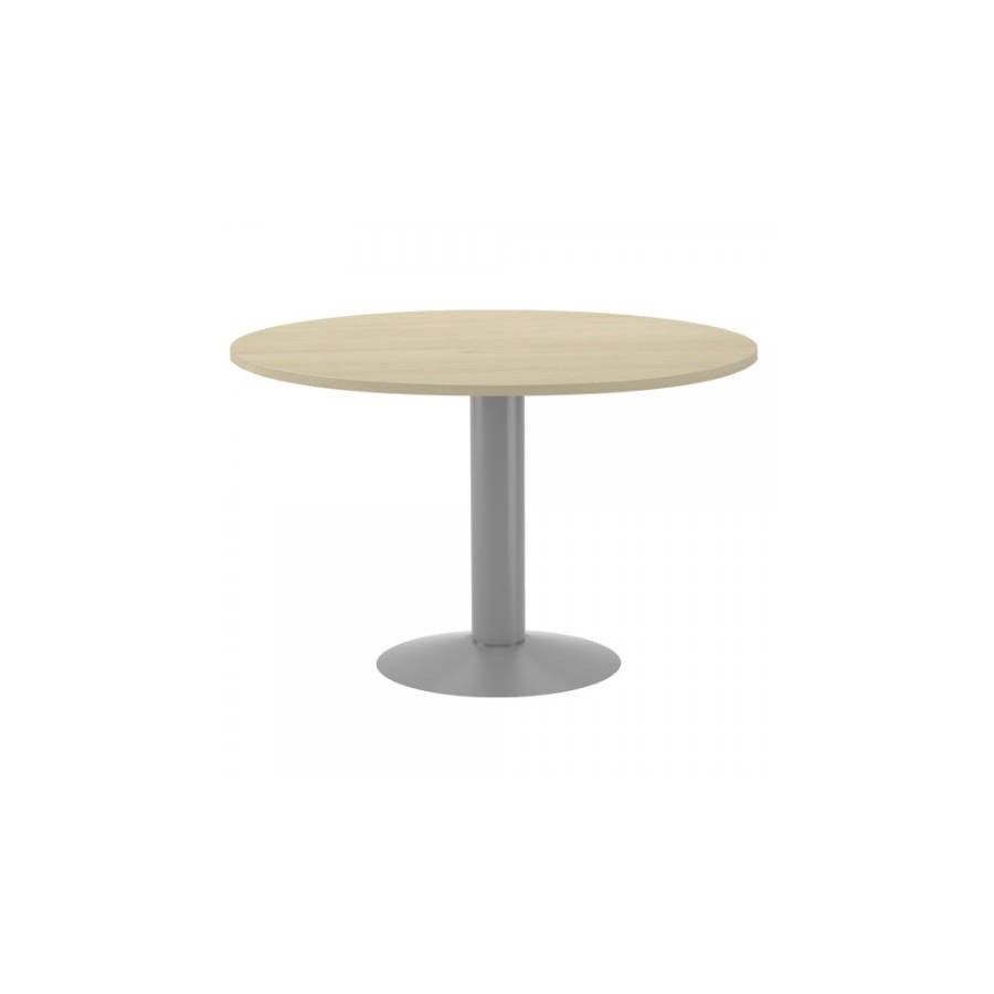 3083-MESA DE REUNIONES REDONDA 120CM DE DIAMETRO. ALTURA 72CM. COLOR: PATA METALICA GRIS / TABLERO HAYA ROCADA 3006AT01