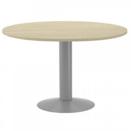 3083-MESA DE REUNIONES REDONDA 120CM DE DIAMETRO. ALTURA 72CM. COLOR: PATA METALICA GRIS / TABLERO HAYA ROCADA 3006AT01