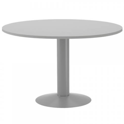 3084-MESA DE REUNIONES REDONDA 120CM DE DIAMETRO. ALTURA 72CM. COLOR: PATA METALICA GRIS / TABLERO GRIS ROCADA 3006AT02