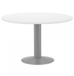 3085-MESA DE REUNIONES REDONDA 120CM DE DIAMETRO. ALTURA 72CM. COLOR: PATA METALICA GRIS / TABLERO BLANCO ROCADA 3006AT0