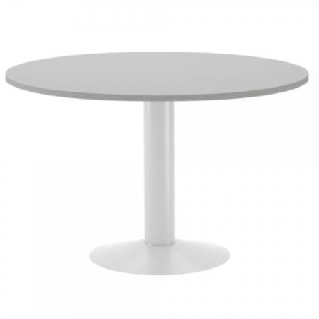 3088-MESA DE REUNIONES REDONDA 120CM DE DIAMETRO. ALTURA 72CM. COLOR: PATA METALICA BLANCA / TABLERO GRIS ROCADA 3006ATW