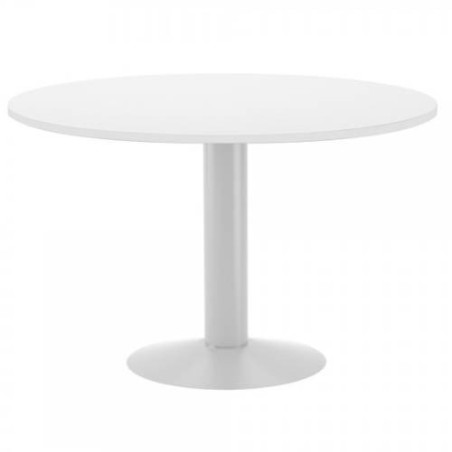 3089-MESA DE REUNIONES REDONDA 120CM DE DIAMETRO. ALTURA 72CM. COLOR: PATA METALICA BLANCA / TABLERO BLANCO ROCADA 3006A