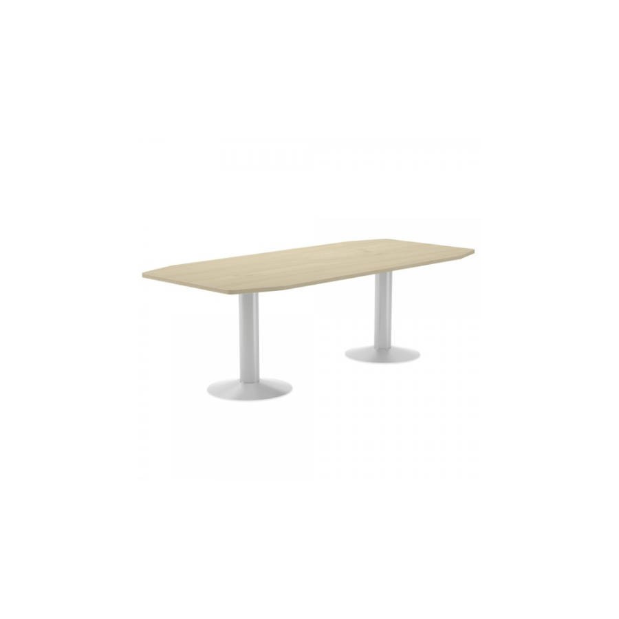 3099-MESA DE REUNIONES 220X100X72CM. COLOR: PATA METALICA BLANCA / TABLERO HAYA ROCADA 3003ATW01