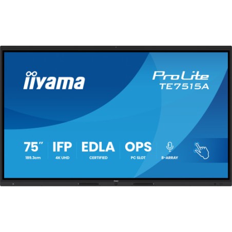 31034-PANTALLA INTERACTIVA 75" EDLA, ANDROID 14, 16/128GB UHD IPS, MM 2X 20W  + 20W SUBWR, 2X HDMI, DP , 1X USB-C,  550C