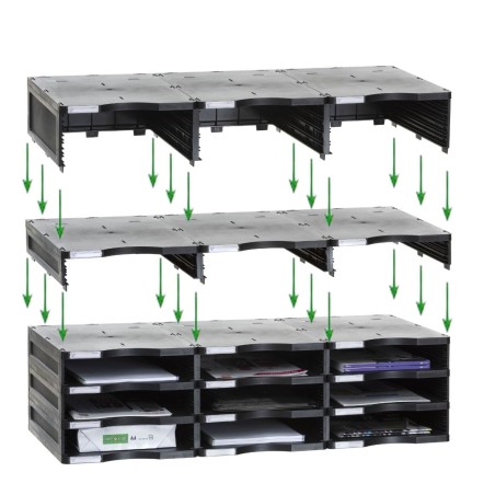 31349-MODULO SOSTENIBLE DE CLASIFICACION 9 COMPARTIMENTOS 360X900X240 MM COLOR NEGRO ARCHIVO 2000 6533 NE