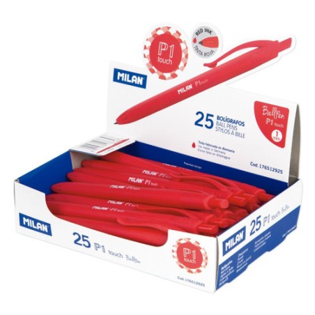 3135-Milan 176512925 boligrafo Rojo Boligrafo de punta retractil con pulsador 25 pieza(s)