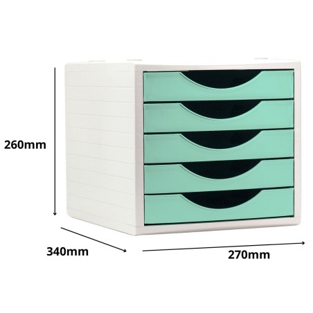 31383-MODULO ECOGREEN 5 CAJONES 100% RECICLADO Y RECICLABLE DIN A4 FOLIO Y SUBCARPETA MEDIDAS: 340X270X260 MM CARCASA GR