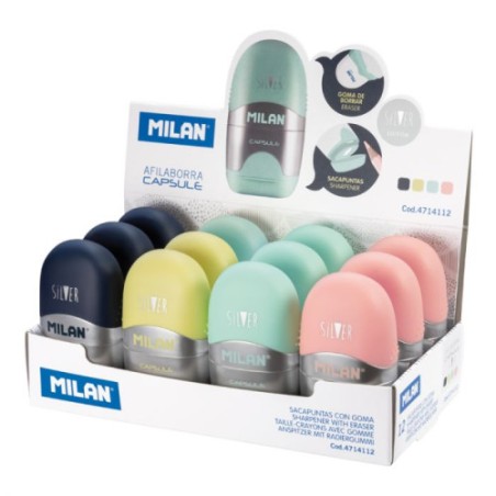 3156-Milan 4714112 sacapuntas Sacapuntas manual Azul, Rosa, Turquesa, Amarillo