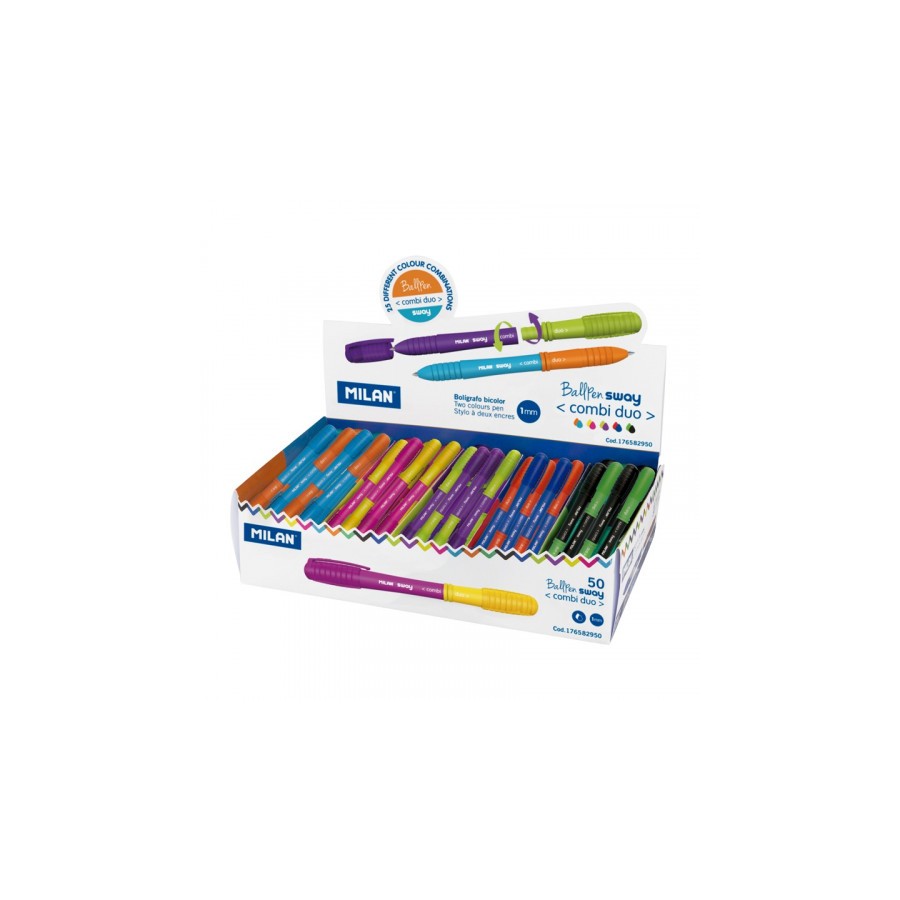 3160-EXPOSITOR 50 BOLIGRAFOS SWAY COMBI DUO COLORES SURTIDOS MILAN 176582950