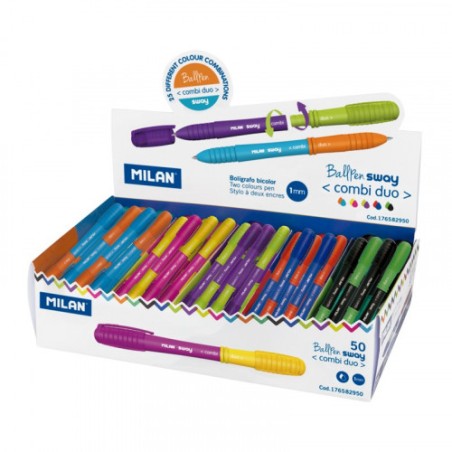 3160-EXPOSITOR 50 BOLIGRAFOS SWAY COMBI DUO COLORES SURTIDOS MILAN 176582950