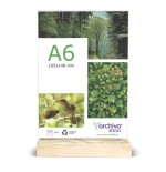 31684-EXPOSITOR SOBREMESA DOBLE CARA A6 VERTICAL CON BASE DE MADERA 30x105x170MM A6 ARCHIVO 2000 15906M1 CS TP