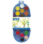 3171-ESTUCHE ACUARELAS 22 PASTILLAS 30 MM Y PINCEL MILAN 80022