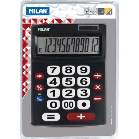 3180-CALCULADORA 12 DIGITOS TECLAS GRANDES MILAN 151712BL