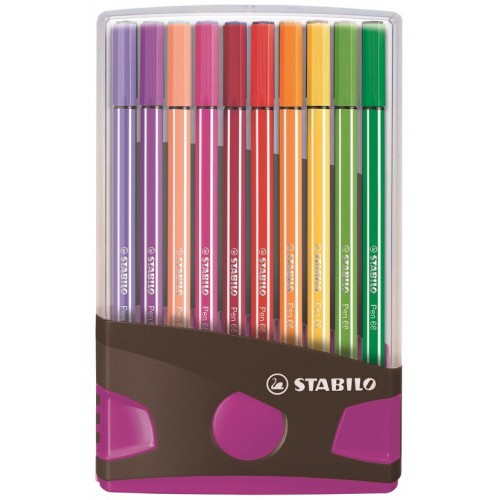 3195-CAJA 20 ROTULADORES PEN 68 COLORPARADE PUNTA 1 MM ANTRACITA/ROSA STABILO 6820-04-03