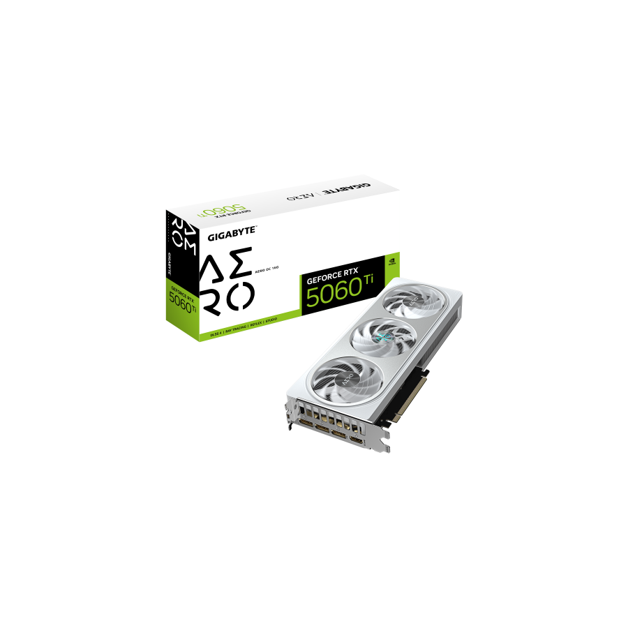 32062-GIGABYTE GeForce RTX 5060 Ti AERO OC 16G Tarjeta Grafica - 16 GB GDDR7, 128 bits, PCI-E 5.0, 2647MHz Frecuencia de