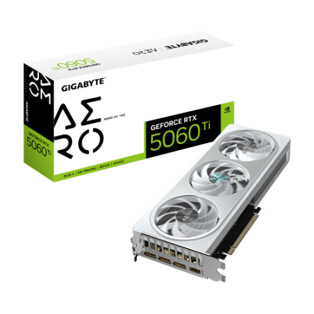 32062-GIGABYTE GeForce RTX 5060 Ti AERO OC 16G Tarjeta Grafica - 16 GB GDDR7, 128 bits, PCI-E 5.0, 2647MHz Frecuencia de
