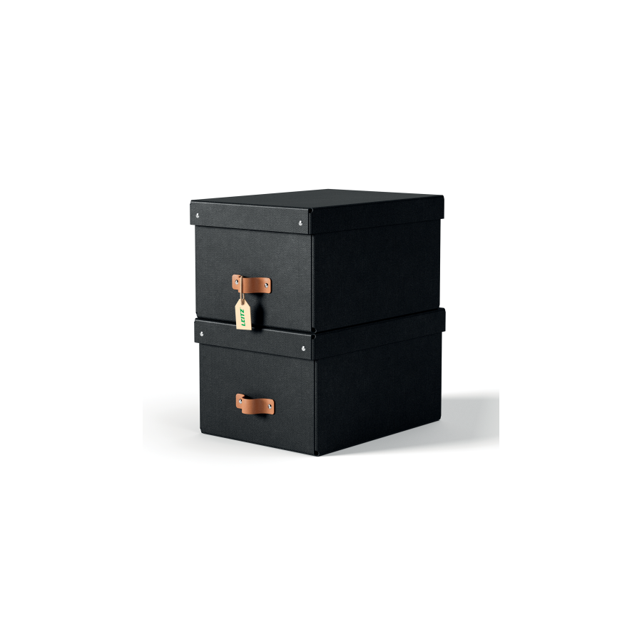 32232-PACK 2 CAJAS DE ALMACENAMIENTO CARTON MEDIANA COLOR NEGRO LEITZ 61490095