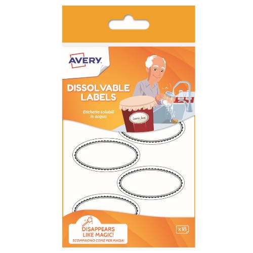 3239-PAQUETE 18 ETIQUETAS DISOLUBLES EN AGUA 55X92MM AVERY SOLUB18-UK