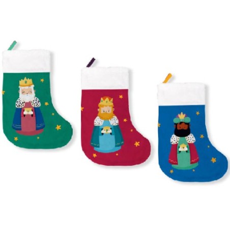 32393-PACK 3 CALCETINES DECORATIVOS REYES MAGOS (VERDE/ROJO Y AZUL) BISMARK 332889