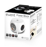 32449-EWENT REGLETA 3 TOMAS SHUCKO + 2 PUERTOS USB-C + 2 PUERTOS USB (3.4 A / 17W)