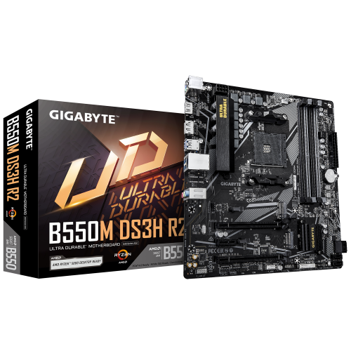 32509-GIGABYTE B550M DS3H R2 Placa base - Procesadores AMD Ryzen 5000, VRM de 5+3 fases, hasta 4733 MHz DDR4 (O.C.), 1x