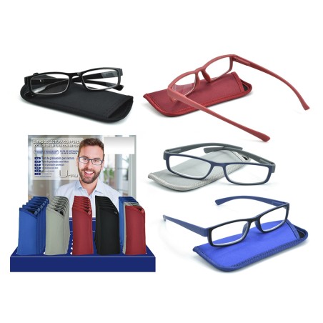 32603-EXPOSITOR 30 GAFAS LECTURA CABALLERO PATILLAS FLEXIBLES 4 MODELOS COLORES Y GRADUACIONES SURTIDOS UMAY 329652