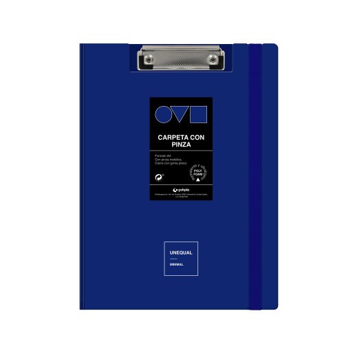 32907-CARPETA A4 TAPA POLYFOAM CON PINZA SUPERIOR UNEQUAL MINIMAL AZUL GRAFOPLAS 1550930