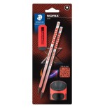 33902-BLISTER CON 2 LAPICES DE GRAFITO NORIX HB, AFILALAPICES Y GOMA ROJO STAEDTLER 181 SBK2-2