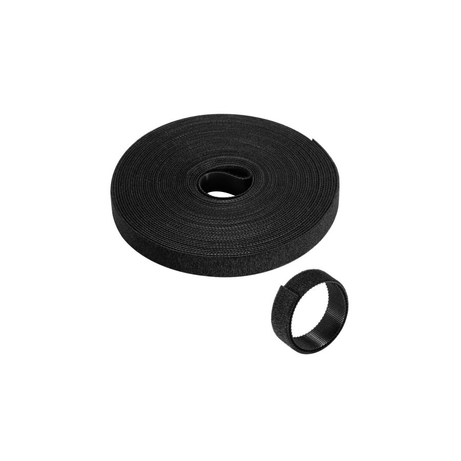 34145-EWENT ROLLO DE BRIDA NYLON HOOP -LOOP REUTILIZABLE TIPO VELCRO 15MM X 10M, 97-15MM, NEGRO