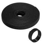 34145-EWENT ROLLO DE BRIDA NYLON HOOP -LOOP REUTILIZABLE TIPO VELCRO 15MM X 10M, 97-15MM, NEGRO
