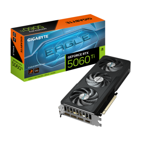 34186-GIGABYTE GeForce RTX 5060 Ti EAGLE MAX OC 16G Tarjeta Grafica - 16GB GDDR7, 128bit, PCI-E 5.0, 2617MHz Frecuencia