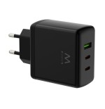 34205-(ABM) EWENT CARGADOR GAN FAST DE 65W, 3 PUERTOS (2 USB-C PD Y 1USB-A QC) DISENO COMPACTO