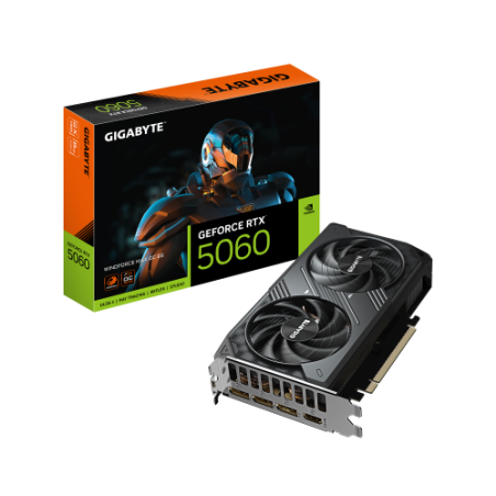 34222-GIGABYTE GeForce RTX 5060 WINDFORCE MAX OC 8G Tarjeta Grafica - 8 GB GDDR7, 128 bits, PCI-E 5.0, 2512 MHz Frecuenc